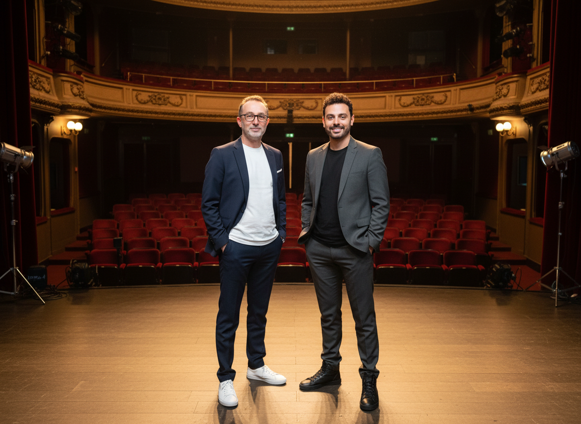 Jonathan Newman and Adam Paulden on stage at Belsize Theatre
